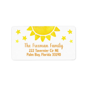 Eerste reis rond het adres van de Zon 1st Birthday Etiket