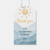 Eerste reis rond zon dank u Label verjaardagsfeest Cadeaulabel (Voorkant)