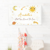 Eerste reis rond zon verjaardagsbanner spandoek (Insitu)