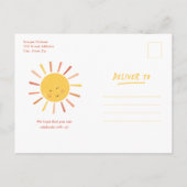 Eerste reis rondom de Zon 1e verjaardag Uitnodigin Briefkaart (Achterkant)