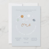 Eerste reis ruimtesthema 1e verjaardag uitnodiging (Voorkant)