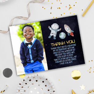 Eerste reis van de eerste verjaardag van de ruimte bedankkaart