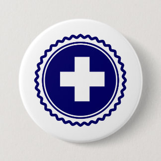 Eerste Responder Blue Health Care Cross Ronde Button 7,6 Cm