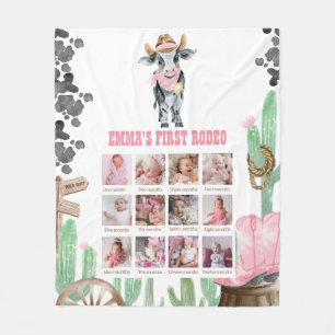 Eerste Rodeo 1e Verjaardag 12 Maanden Foto Collage Fleece Deken