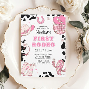 Eerste rodeo 1e verjaardag roze meisje verjaardag kaart