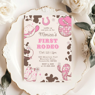 Eerste rodeo 1e verjaardag wilde westen roze meisj kaart