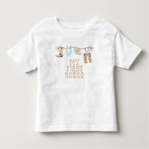 Eerste Rodeo Baby Blue en tan Birthday Kinder Shirts