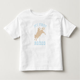Eerste Rodeo Baby Blue en tan Birthday Kinder Shirts