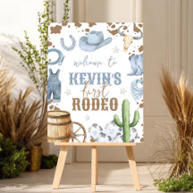 Eerste Rodeo Blauwe 16x20 Welkomstbord