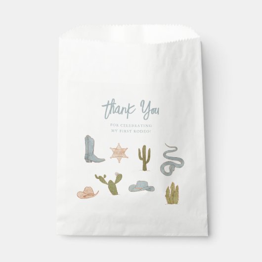 Eerste Rodeo Blue verjaardagsfeestje Bedankzakje (Voorkant)