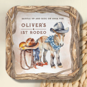 Eerste RODEO Boy Cowboy 1st Birthday Paper Bord