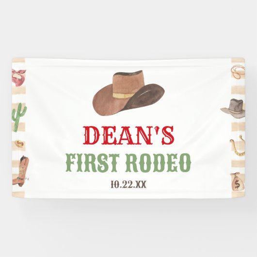 Eerste Rodeo Cowboy 1e Eerste Verjaardagsfeest Spandoek (Horizontaal)