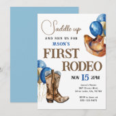 Eerste Rodeo Cowboy 1e verjaardag uitnodiging (Voorkant / Achterkant)