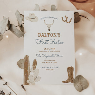 Eerste Rodeo Cowboy Birthday Party Kaart