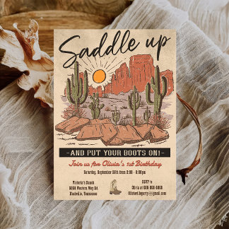 Eerste Rodeo Cowboy Birthday Party opzadelen Kaart