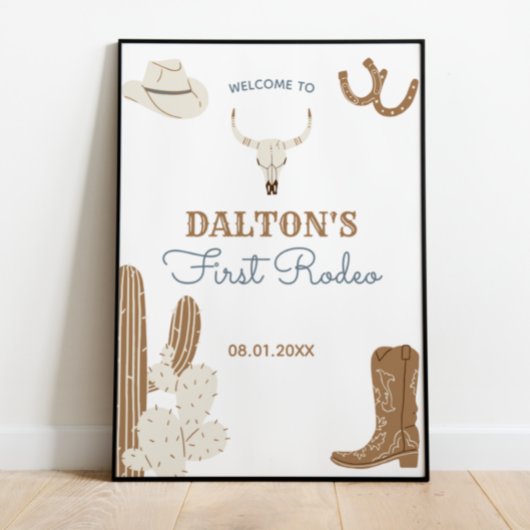 Eerste Rodeo Cowboy Birthday Party WelkomstPoster Poster