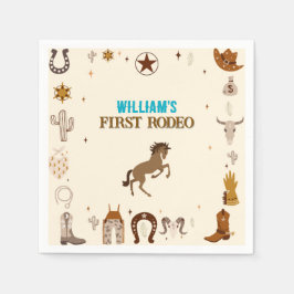 Eerste Rodeo Cowboy verjaardag Servet