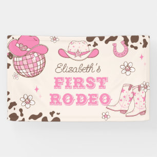 Eerste Rodeo Cowgirl bruin 1e verjaardagsfeestje Spandoek