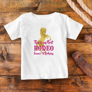 Eerste rodeo-cowgirl roze en goud gepersonaliseerd
