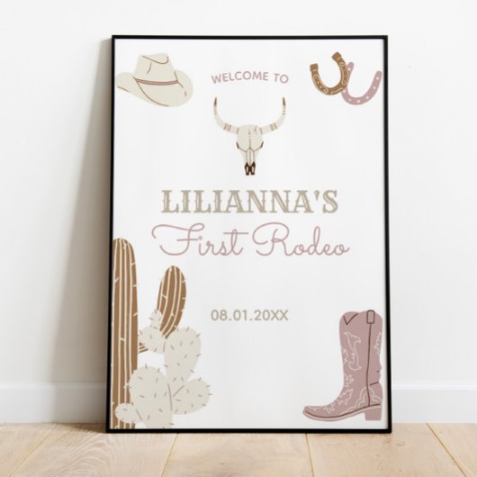 Eerste Rodeo Cowgirl Welkomstwoord Poster