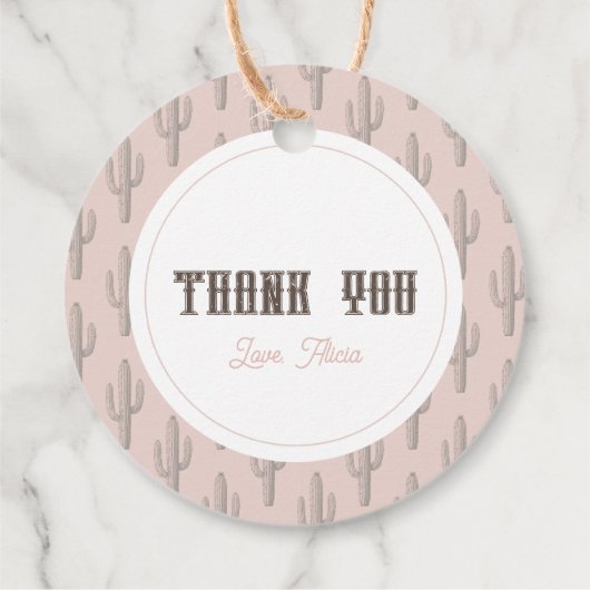 Eerste Rodeo Cowgirl Western Roze 1e Verjaardag Bedankjes Labels (Achterkant)