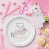 Eerste Rodeo Cowgirl Western Roze 1e Verjaardag Papieren Bordje (Feest)