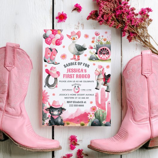 Eerste Rodeo Gekke Gans Cowgirl Westerne verjaarda Kaart