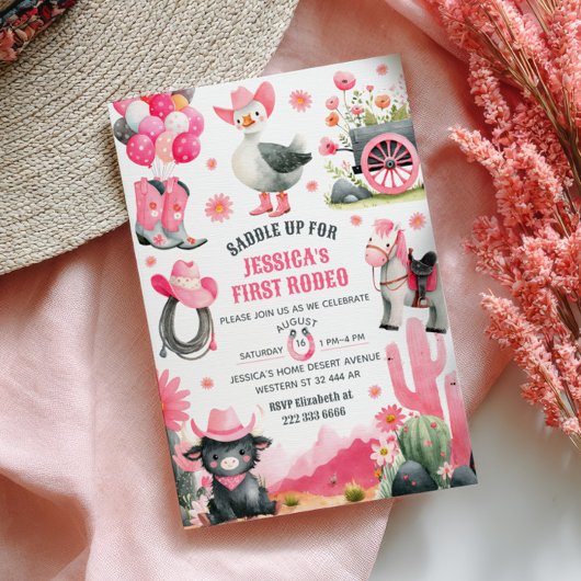 Eerste Rodeo Gekke Gans Cowgirl Westerne verjaarda Kaart