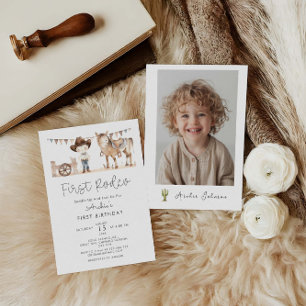 Eerste Rodeo Jongen Moderne 1e Verjaardag Kaart