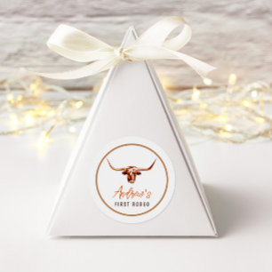 Eerste Rodeo Koe Southern Cowboy Verjaardag Ronde Sticker