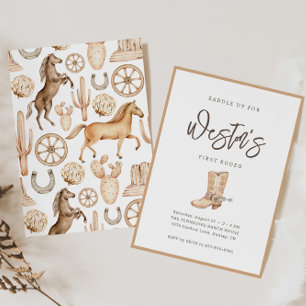 Eerste Rodeo Neutral Southern Cowboy Birthday Kaart