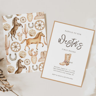 Eerste Rodeo Neutral Southern Cowboy Birthday Kaart