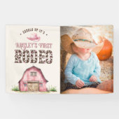 Eerste Rodeo Roze Aangepaste Cowgirl Foto 1e Verja Spandoek (Horizontaal)