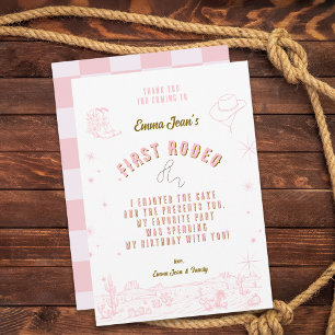 Eerste Rodeo Roze Cowgirl 1e Verjaardag Bedankt