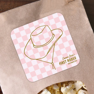 Eerste Rodeo Roze Cowgirl 1e Verjaardag Sticker