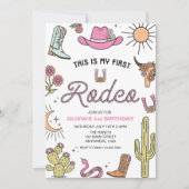 Eerste Rodeo Roze Western 1e Verjaardag Kaart (Voorkant)