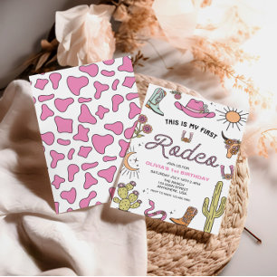 Eerste Rodeo Roze Western 1e Verjaardag Kaart
