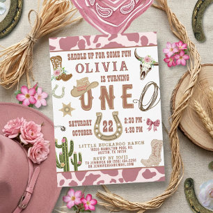 Eerste Rodeo Roze Western Cowgirl 1e Verjaardag Kaart