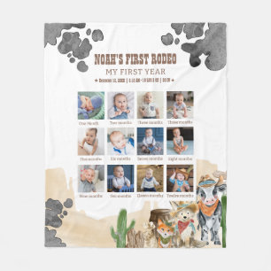 Eerste Rodeo Verjaardag 12 Maanden Foto Collage Fleece Deken