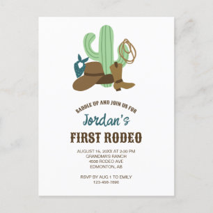 Eerste Rodeo Verjaardag 1e Cowboy Schattige Wester Briefkaart