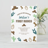 Eerste Rodeo Verjaardag 1e Cowboy Schattige Wester Kaart (Staand voorkant)