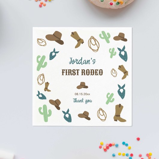 Eerste Rodeo Verjaardag 1e Cowboy Western Servet