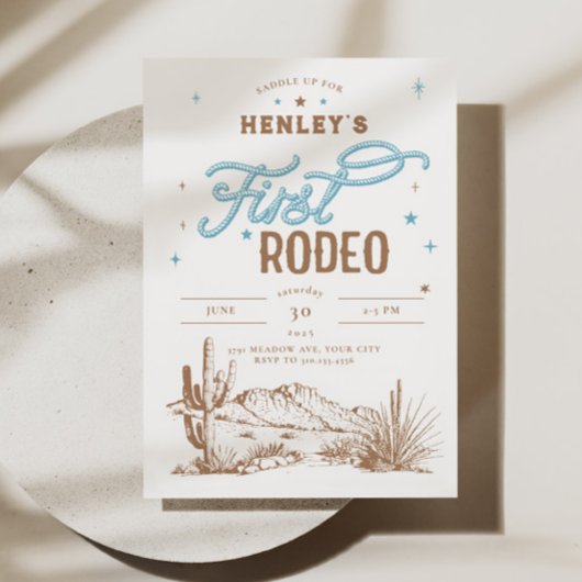 Eerste Rodeo verjaardagsuitnodiging voor jongens Kaart