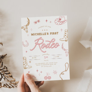 Eerste Rodeo verjaardagsuitnodiging voor meisjes Kaart