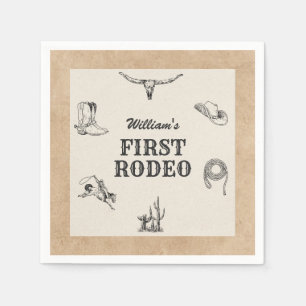 Eerste Rodeo Vintage Neutrale Cowboy 1e Verjaardag Servet
