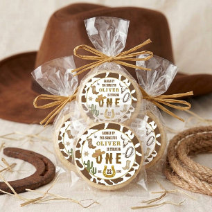 Eerste Rodeo Western Cowboy Boys 1e Verjaardagsfee Ronde Sticker