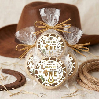 Eerste Rodeo Western Cowboy Boys 1e Verjaardagsfee Ronde Sticker