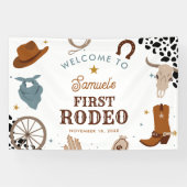 Eerste Rodeo Western Jongen Eerste Verjaardag Welk Spandoek (Horizontaal)