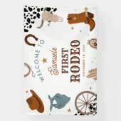 Eerste Rodeo Western Jongen Eerste Verjaardag Welk Spandoek (Verticaal)