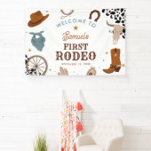 Eerste Rodeo Western Jongen Eerste Verjaardag Welk Spandoek (Insitu)